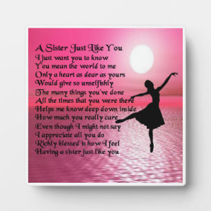 Zuster Poem Plaque - Ballerina Design Fotoplaat
