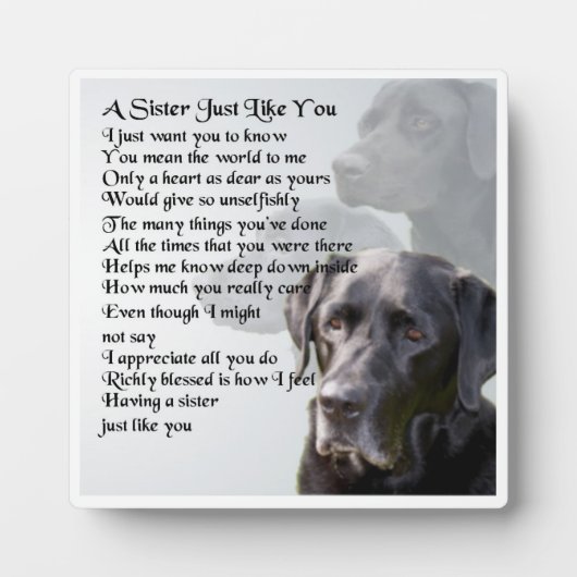 Zuster Poem Plaque - Zwart labrador design Fotoplaat (Voorkant)
