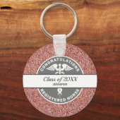 Zuster RN Afstuderen Jaar Roze Glitter Gepersonali Sleutelhanger (Voorkant)