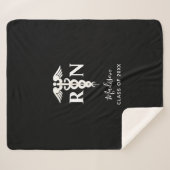 Zuster RN Afstuderen Medical Black White Aangepast Sherpa Deken (Voorkant (horizontaal))