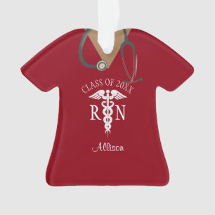 Zuster RN Afstuderen Medical Uniform Red Persoonli Ornament