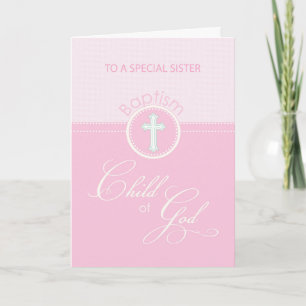 Zuster Roze Kind van God Baptisme Gefeliciteerd Kaart