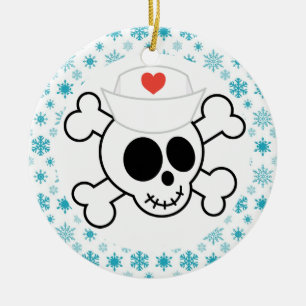 Zuster Skull Funny Nursing met kerst Keepslag Keramisch Ornament