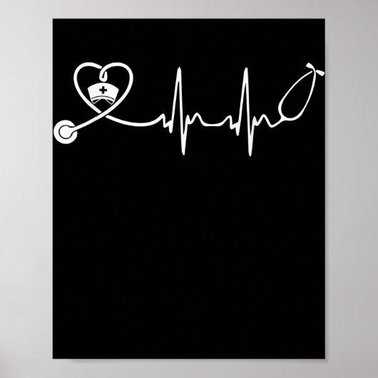Zuster Stethoscope Heartbeat Funny Nursing Lover Poster (Voorkant)