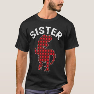 Zuster T Rex Dinosaur Red Pset Matching Kerstmis T-shirt