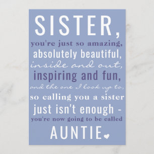 Zuster to Auntie Cute Zwangerschap Aankondiging