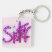 Zuster Typografie Paarse Sleutelhanger (Achterkant)