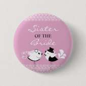 Zuster van de Bride Birds Wedding Button (Voorkant)