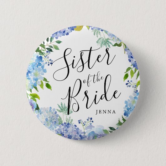 Zuster van de Bride | Carolina Bloom Wedding Ronde Button 5,7 Cm (Voorkant)