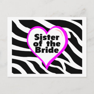 Zuster van de bride (Heart Zebra Print) Briefkaart