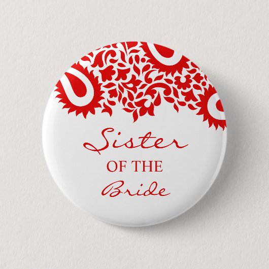 Zuster van de Bride Paisleys Wedding Button (Voorkant)