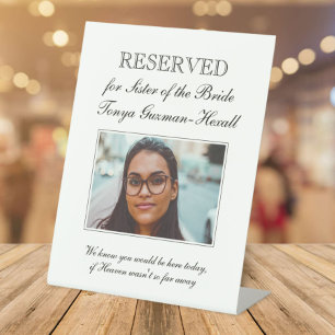 Zuster van de Bride Photo Memorial Seat Wedding Pe Reclamebord Met Voetstuk