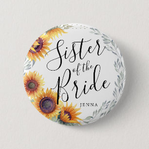 Zuster van de Bride   Zonnebloemen bruiloft Ronde Button 5,7 Cm