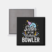 Zuster van de marthday Bowler Bowling Party Matchi Magneet (Voorkant / Achterkant)