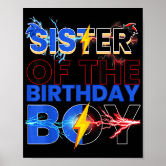 Zuster van de verjaardag Boy Hedgehog Family Party Poster