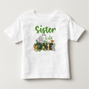 Zuster van de Wild One Oerwoud Safari Birthday Kinder Shirts