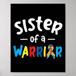 Zuster van een krijger - Autisme Bewustzijn Gift Poster
