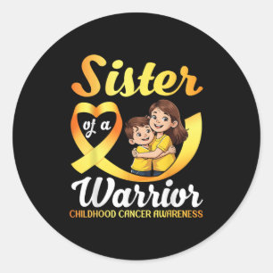 Zuster van een Strijder Kinderkanker Bewustzijn Br Ronde Sticker