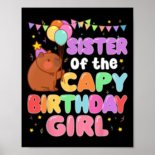 Zuster van het Capy Verjaardagsmeisje Capybara Fam Poster (Voorkant)