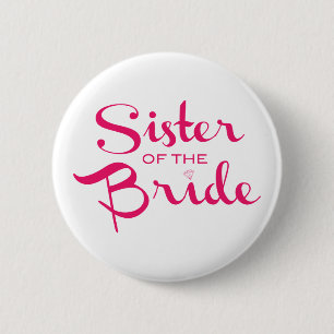 Zuster van het Roze van de Bruid op Wit Ronde Button 5,7 Cm