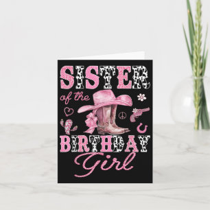 Zuster van het Verjaardagsmeisje Roze Cowgirl West Kaart