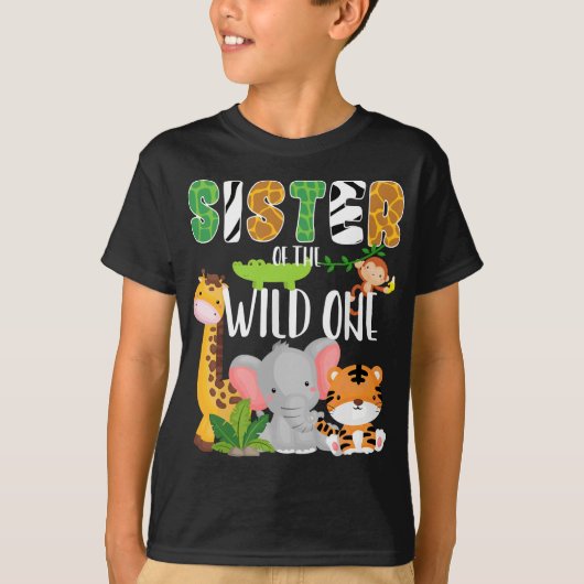 Zuster van het Wild One Zoo Birthday Safari Oerwou T-shirt (Voorkant)