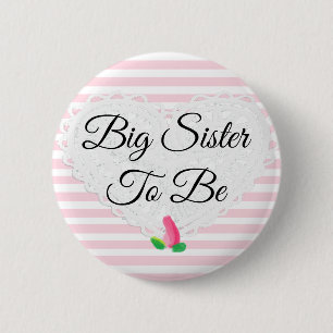 Zuster voor Rosebud Roze Baby shower Button