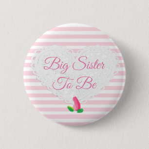 Zuster voor Rosebud Roze Baby shower Button