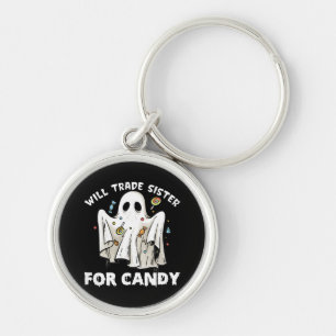 zuster voor snoep ruilen schattig halloween spook sleutelhanger