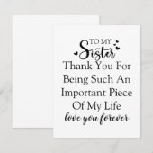 Zuster waardering Dank u voor uw aanwezigheid in m Bedankkaart (Voorkant / Achterkant)