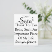 Zuster waardering Dank u voor uw aanwezigheid in m Briefkaart (Staand voorkant)