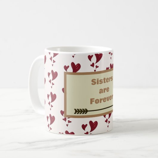 Zuster zijn Forever Heart Pattern Arrow Sibling Te Koffiemok (Voorkant links)