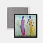 Zusters - Afrikaanse Vrouwen Kunstmagneet Magneet (Voorkant / Achterkant)