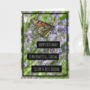Zuster's Birthday Card,  paarse bloemen Kaart