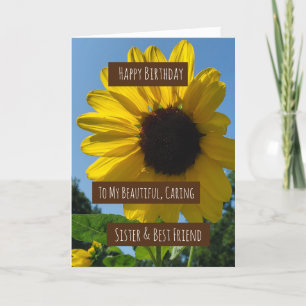 Zuster's Birthday Card,  zonnebloemen Kaart
