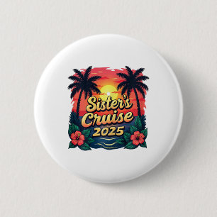 Zusters Cruise Vakantie Vintage Zonsondergang Zust Ronde Button 5,7 Cm