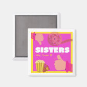 Zusters die het Fridge Magnet scenen Magneet (Voorkant / Achterkant)
