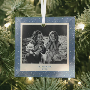 Zusters Eenvoudig Modern Blauw Stippen Aangepaste Glas Ornament