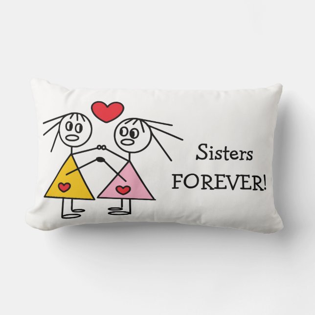 Zusters FOREVER Leuk Meisje Stick Figures Design Kussen (Voorkant)