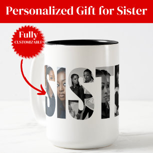 Zusters Foto Collage Tweekleurige Mok Cadeau