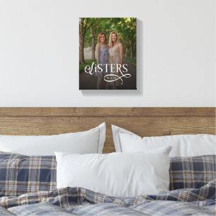 Zusters Foto Persoonlijk Monogram Canvas Afdruk