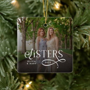 Zusters Foto Persoonlijk Monogram Keramisch Ornament