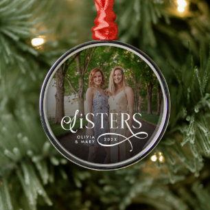 Zusters Foto Persoonlijk Monogram Metalen Ornament