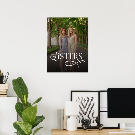 Zusters Foto Persoonlijk Monogram Poster (Thuiskantoor)
