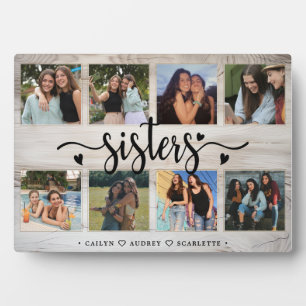 Zusters Fotocollage met 8 foto's & aangepaste teks Fotoplaat