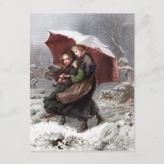 zuster's in de winter briefkaart (Voorkant)