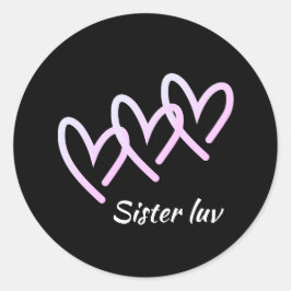 Zusters Liefde Hart Zwart  Ronde Sticker