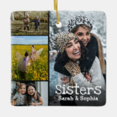 Zusters Modern gepersonaliseerd 8 fotocollage Keramisch Ornament (Voorkant)