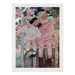 Zusters onder bloesems, Jessie Willcox Smith Perfect Poster