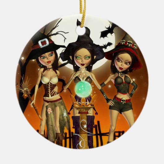 Zusters Three Witch Samhain Round Ornament (Voorkant)